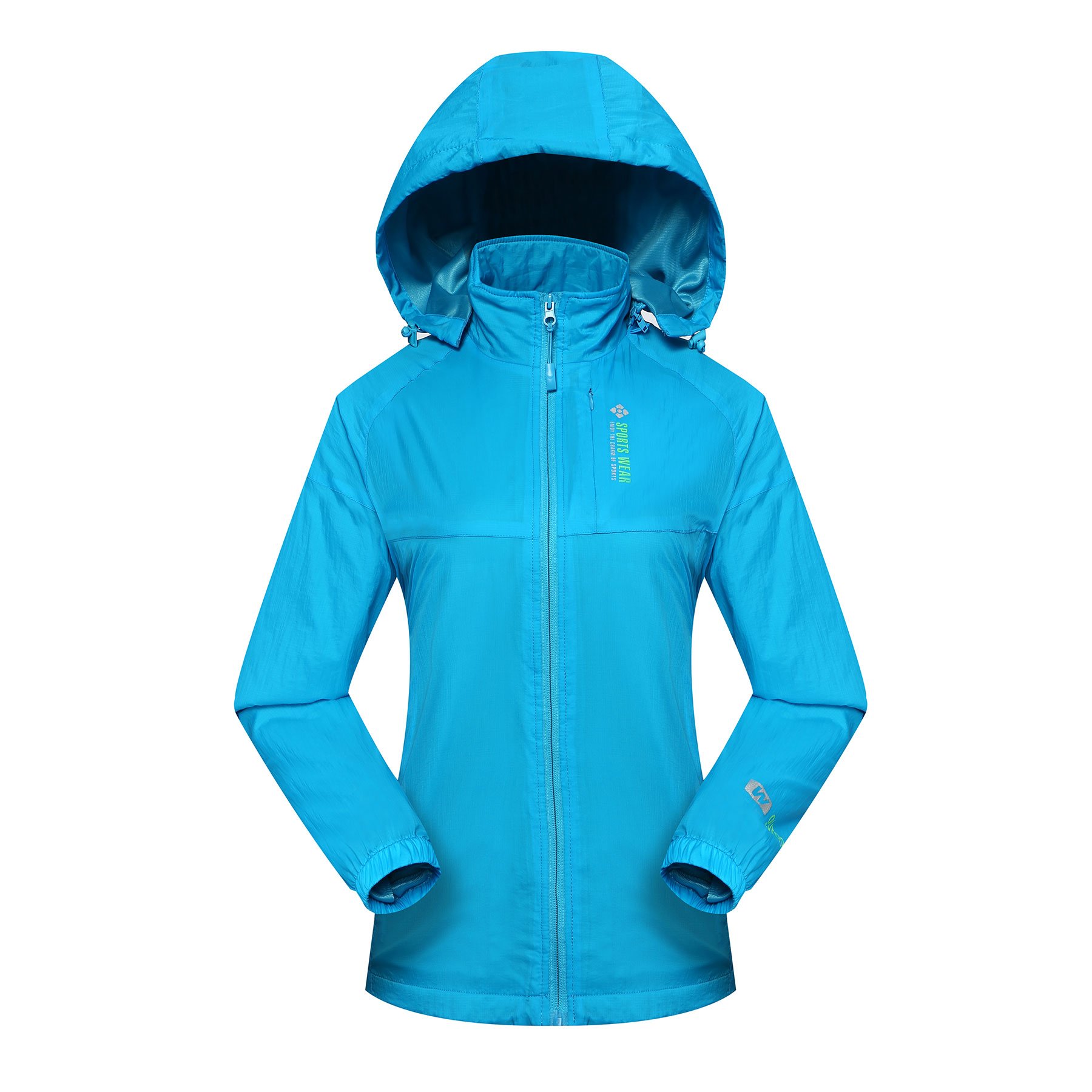 Diamond Candy Sportswear Women\'s Hooded Front-zipper Softshell Raincoat Waterproof Rain Jacket
