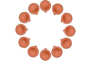 CRAFTSMAN SATVIK 12 Pc Set Clay Diya Diwali Dia with Cotton Wicks for Puja Pooja Traditional Handmade Terracotta Earthen Vilakku Oil Lamp Diyas Natural Mitti Welcome Deepawali Decoration Indian Gift Items