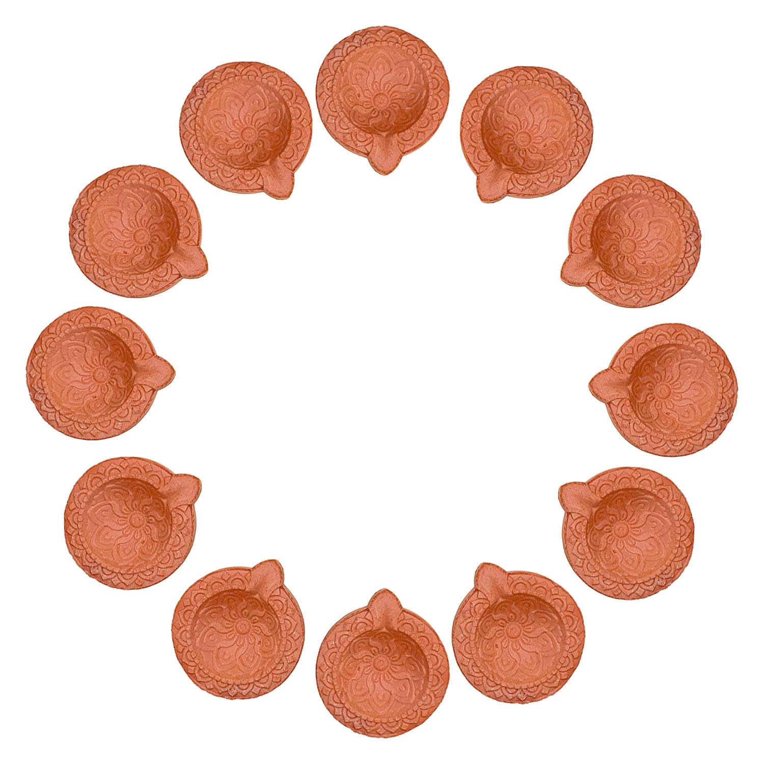 SATVIK 12 Pc Set of Diwali Gift/Diwali Decorations Clay Diya Handmade Natural Earthen Oil Lamp/Welcome Traditional Diyas with Cotton Wicks Batti Deepawali Diya Lamp Diwali Earthen Lamp Kutthu Vilakku