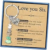 Crystal Keychain Gift for Sister, Love You Sis Crystal Keyring Gift for Sister's Birthday, Unique Charm Key Ring, Sister Keyring to Bestie, Friend, Mother, Valentine’s Day Gift
