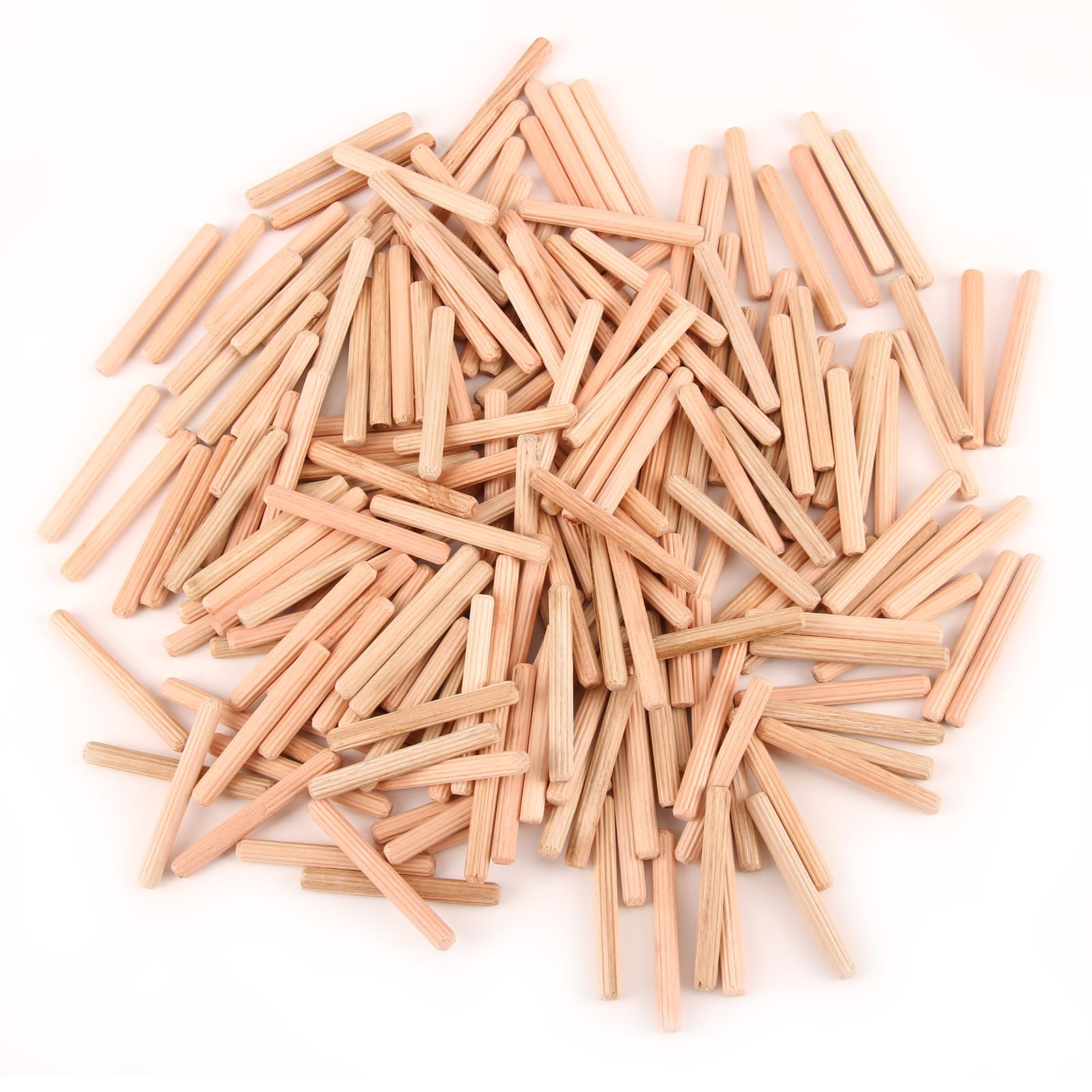 200pcs Wooden Dowels, M6 Wood Pins Plugs Wooden Dowel Rods, Hardwood Twill Fluted Pin for Woodwork Furniture Carpentry Craft DIY (6mm *50mm)