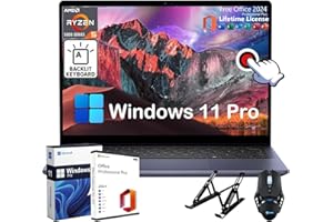 Dell Inspiron 2-in-1 Business Laptop - with Microsoft Office Lifetime License, 14" FHD + Touchscreen, AMD Ryzen 5 8640HS Processor, 32GB DDR5 RAM, 1TB SSD, Backlit Keyboard, Wi-Fi, Windows 11 Pro