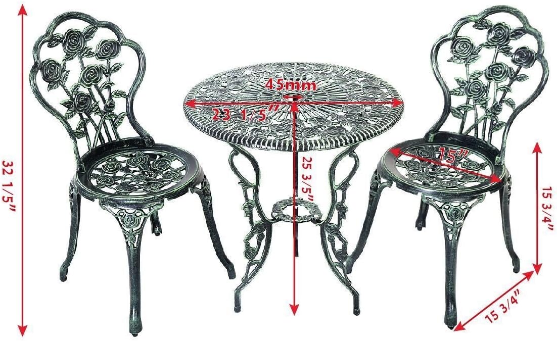 choice Cast Aluminum Bistro Rose Furniture Set Green Products
