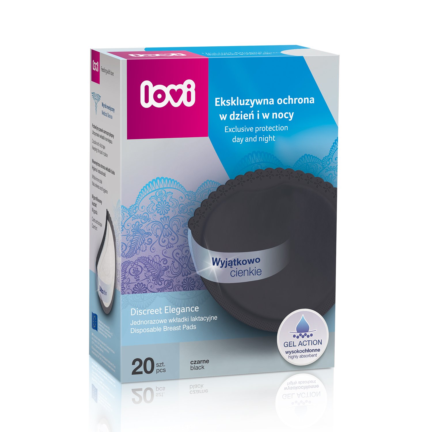 LOVI Disposable Nursing Breast Pads | Pack of 20 | Comfort of Wearing | Underwear Protection | Highly Breathable & Absorbent | Black