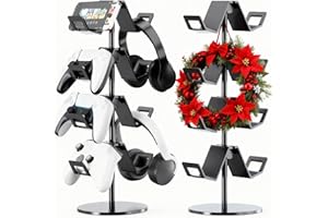 Karanava Controller Holder 4 Tier,Headphone Stand - Adjustable Headset Holder for Xbox PS5 PS4 Switch Pro - Gaming Storage fo