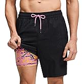maamgic Mens Swim Trunks with Compression Liner 9 Inch Stretch Quick Dry Swim Shorts with Zipper Pockets Swimwear
