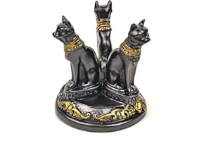 OmyLens Bast Bastet Cats Crystal Ball Stand Sphere Display, Natural Healing Feng Shui Glass Orb Holder Base Statue Decoration, for 40mm-80mm Ball