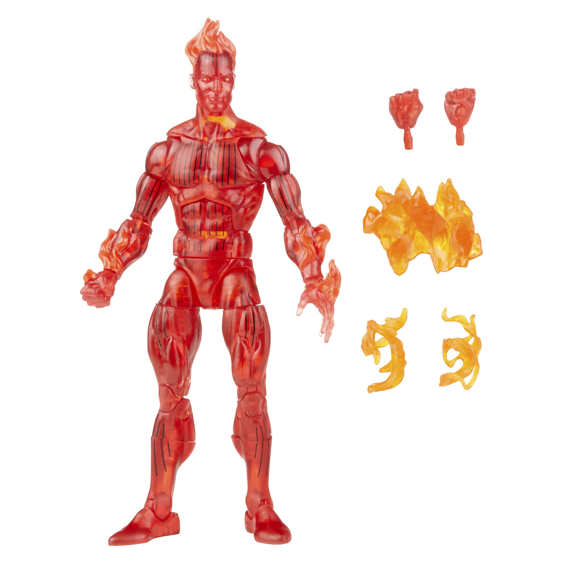Photo 1 of Hasbro Marvel Legends Series Retro Fantastic Four The Human Torch 6-inch Action Figure Toy, Includes 5 Accessories