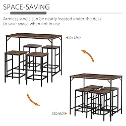 HOMCOM 5-Piece Industrial Dining Table Set, Bar
