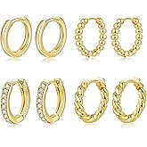 BMMYE Gold Huggie Hoop Earrings for Women Hypoallergenic 14K Gold Plated Mini Hoops Earrings Set for Multiple Piercing Lightweight Small Hoop Earrings Stack Jewelry for Gifts
