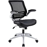 Amazon Com Modway Edge Mesh Back And White Vinyl Seat Office Chair With Flip Up Arms Computer Desks In Black Furniture Decor