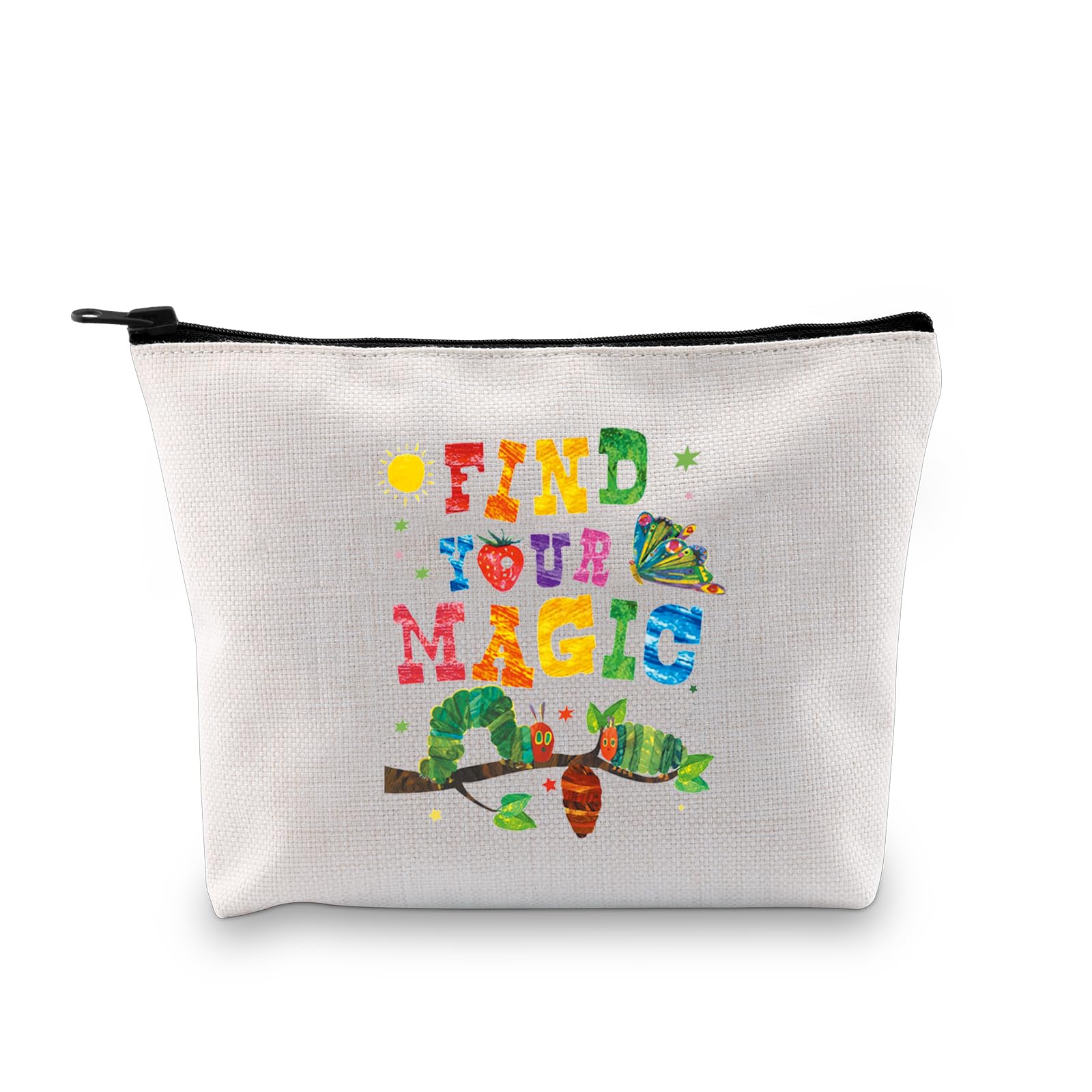 Inspired Cosmetic Bag Find Your Magic Makeup Bag Caterpillar Lover Gift Bookworm Gift