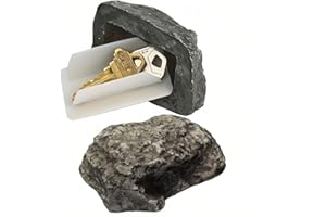 CHINSHWEHAW Outdoor Hidden Key Storage Rock, Gray Stone-Look, Never Locked Out! Outdoor Fake Rock Key Hider - Weatherproof Secure Cover, Holds House/Car Keys (3.1in), Realistic Hidden Key Holder for Yard Garden