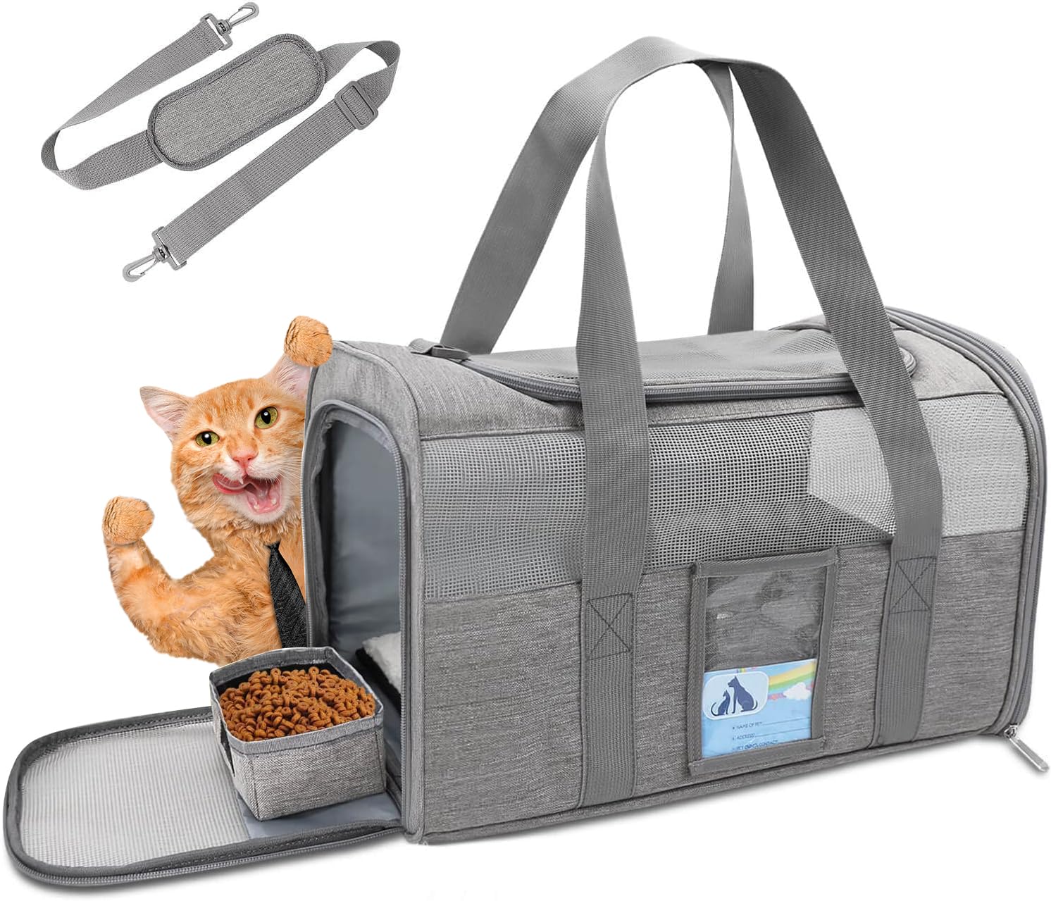 Photo 1 of Refrze Cat Carrier for Large Cats 20 lbs, Medium Cat Under 25 lbs, Dog Carriers for Small Dogs, Soft Travel Pet Carrier for 2 Cats Small Dogs, Grey