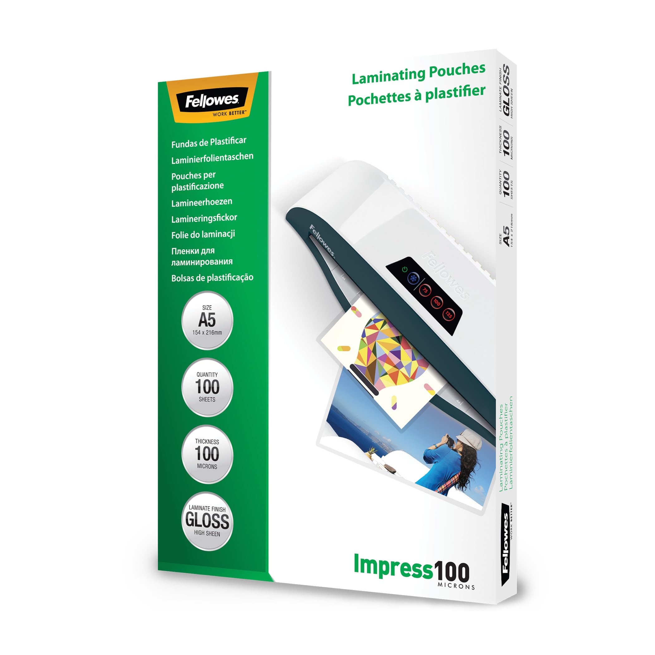 Fellowes Impress 53510 Laminating Pouch DIN A5 / 100 Microns (Pack of 100)