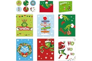 Nsxc Christmas Cards with Envelopes, Set of 24 Boxed Christmas Cards with Envelopes and Stickers, 6 Assorted Designs, Greeting Cards for Kids Boys Girls