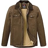 Rdruko Men's Winter Workwear Jackets, Sherpa Detroit Barn Trucker Fleece Jacket 5 Pockets Full Zip Heavy Warm Cotton Coats