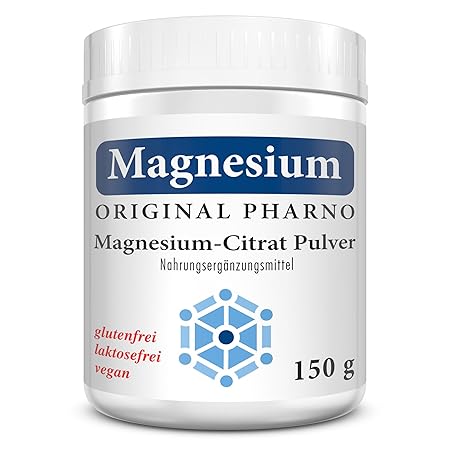 Magnesium-Citrat Pulver - 100% Pures Magnesiumcitrat ohne Zusätze - Für Muskeln, Nerven & Elektrolytbalance - 1 x 150 g | 1 Dose [Original-Pharno]