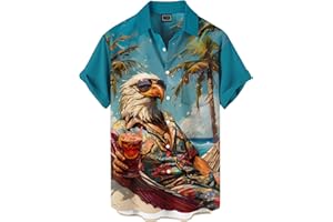 DADDYLOCO Men's Hawaiian Shirt Button Down Funny Printed Casual Short Sleeve Summer Beach Party BBQ Shirts