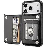 ONETOP Compatible with iPhone 17 Pro Wallet Case with Card Holder, PU Leather Kickstand Card Slots Case, Double Magnetic Clasp and Durable Shockproof Cover 6.3 Inch (Black)