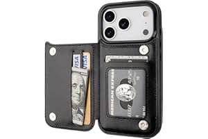 OT ONETOP ONETOP Compatible with iPhone 17 Pro Wallet Case with Card Holder, PU Leather Kickstand Card Slots Case, Double Magnetic Clasp and Durable Shockproof Cover 6.3 Inch (Black)