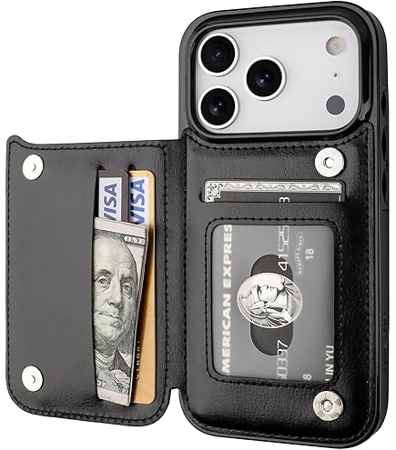 Dteck Schutzhülle Für IPhone 16 – Flip Wallet Mit Schultergurt, RFID-Schutz, Standfunktion, PU-Leder, Schwarz
