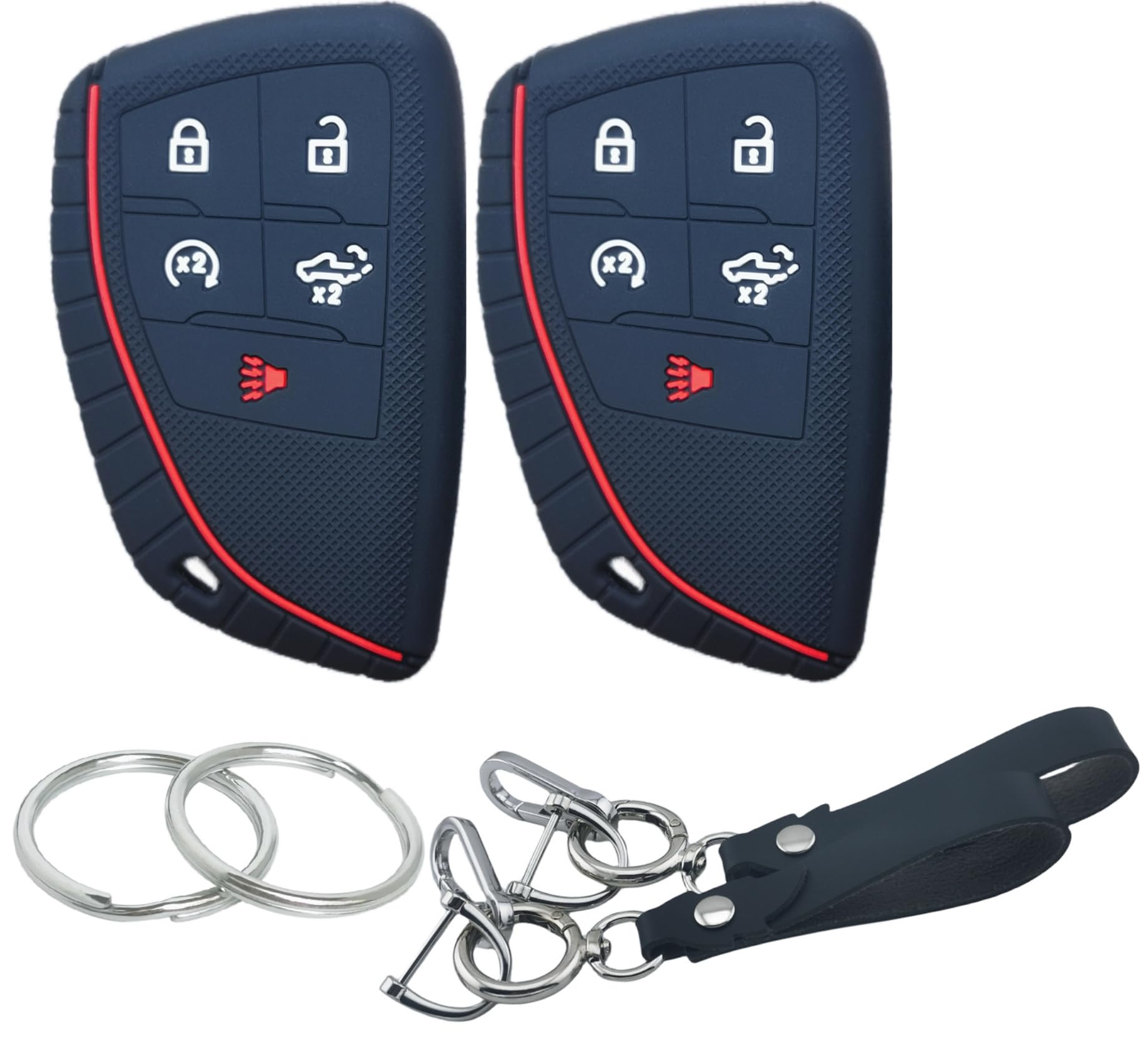 Photo 1 of RUNZUIE 2Pcs Silicone Smart Remote Key Fob Cover for 2024 2023 2022 GMC Sierra 1500 Chevy Chevrolet Silverado 1500 2500HD 3500HD (Black(a))