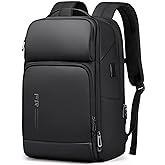 FENRUIEN 17 Inch Travel Backpack for Men, Expandable Water Resistant Computer Backpack with USB Port, Black Laptop Bag for Business/College/Work