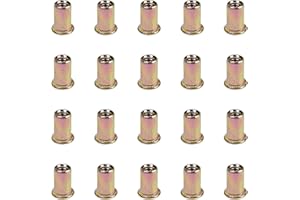 Tkiaea Rivet Nuts 1/4"-20UNC Zinc Plated Carbon Steel Flat Head Rivet Nut Insert Nutsert Rivnuts（100Pcs）