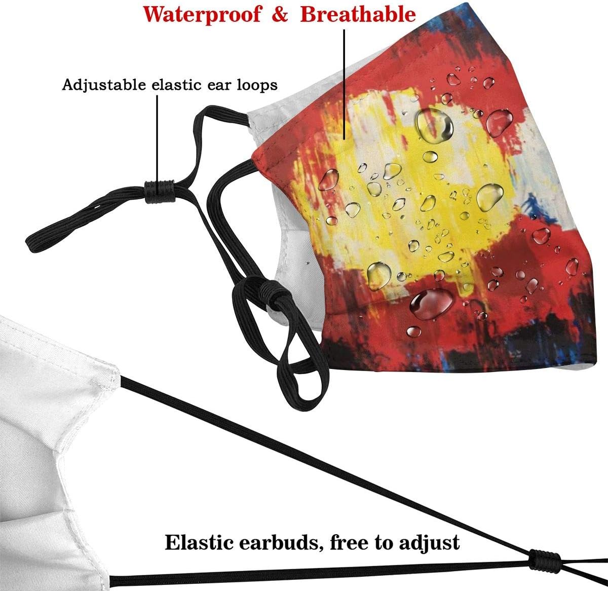 Narustop Fan Mart UV Protection Breathable Mouth Guard Activated Carbon 6 Filters, Hand Painted Colorado Flag Watercolor Painting Anti Dust Protection Cover for Teens Kids - Adjustable Ear Loops : Sports & Outdoors