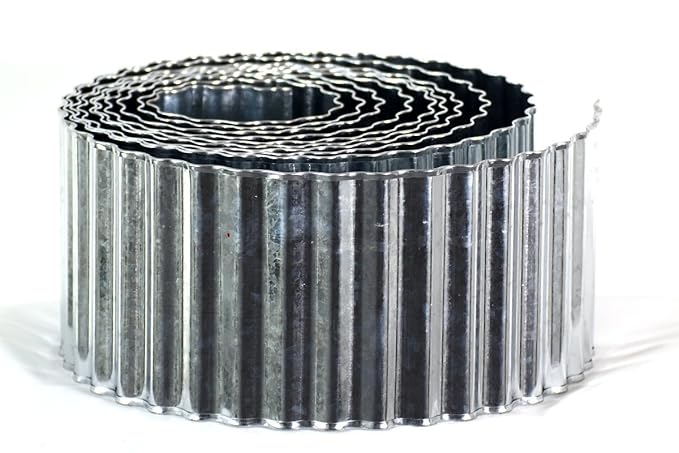 Metall Beeteinfassung verzinkt 0,15 x 6 m, mit Sicherheitskante / Rasenkante / Beetumrandung / Raseneinfassung / Palisade