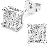 925 Sterling Silver 2-4 Carat Lab Simulation-Diamond Stud Earrings 5A Cubic Zirconia Stud Earrings Hypoallergenic White Gold Plated, Perfect Jewelry Gifts