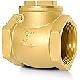 3" NPT Horizontal Check Valve, Brass Non Return Swing Check Valve to Prevent Water Backflow, Level One Way Counterflow Valve to Prevent the Medium Backflow for Oil Water Gas Air（3", DN80）