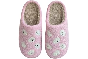 AUCOMFO Halloween Slippers Pumpkin Slippers for Womens Mens Cute Comfy Bedroom Shoes,Home House Ladies Fuzzy Slipper,indoor Outdoor Memory Foam Slipper