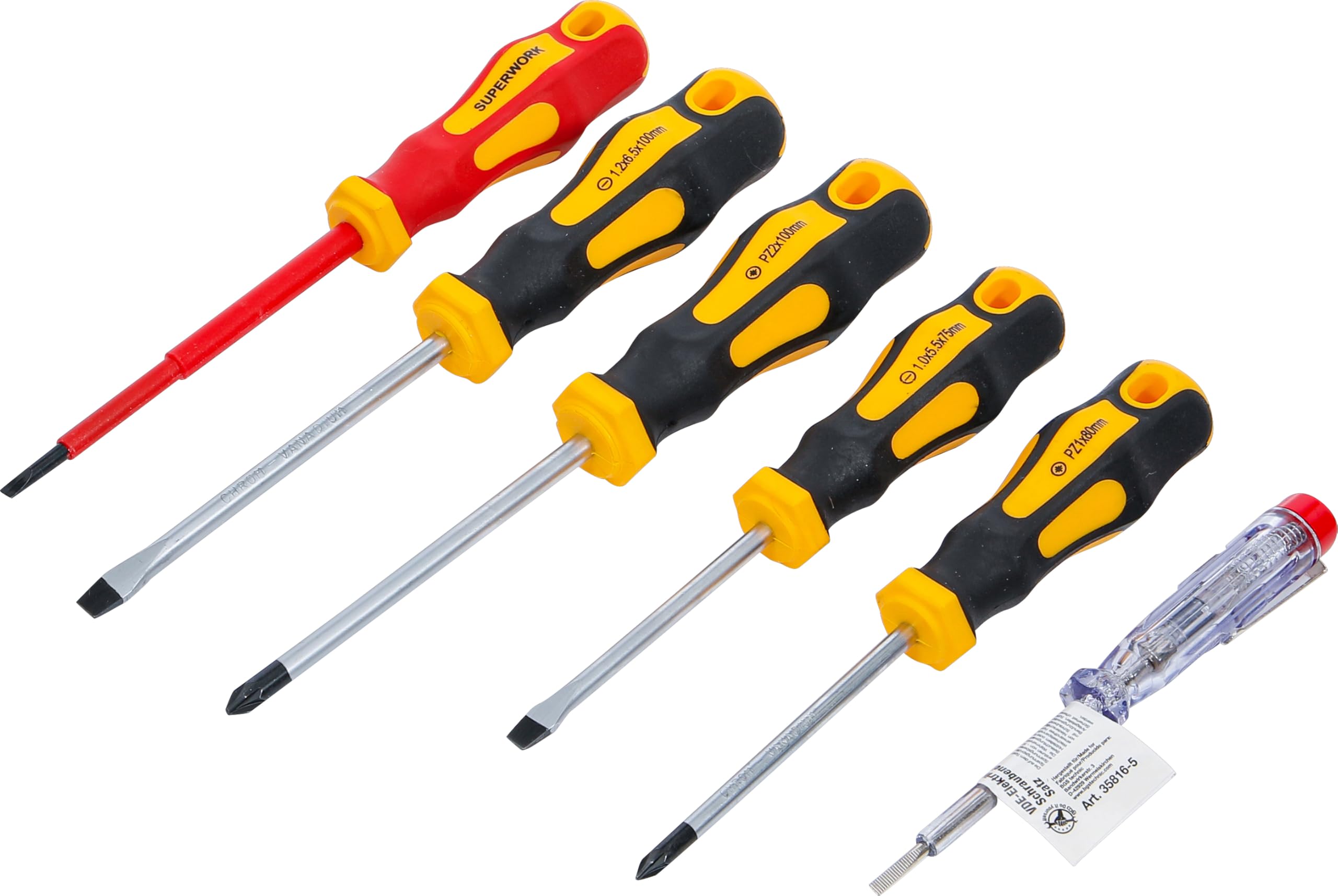 BGS Diy 35816 | VDE Electrician's- / Screwdriver Set | Slot SL / Cross Slot PZ | 6 pcs.