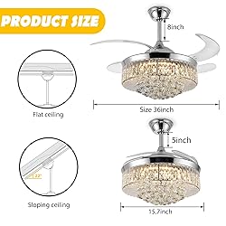 Panghuhu88 36" Invisible Ceiling Fan Chandelier