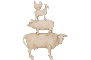 Deco 79 Polystone Farm Animals Stacked Sculpture, 14" x 4" x 18", White