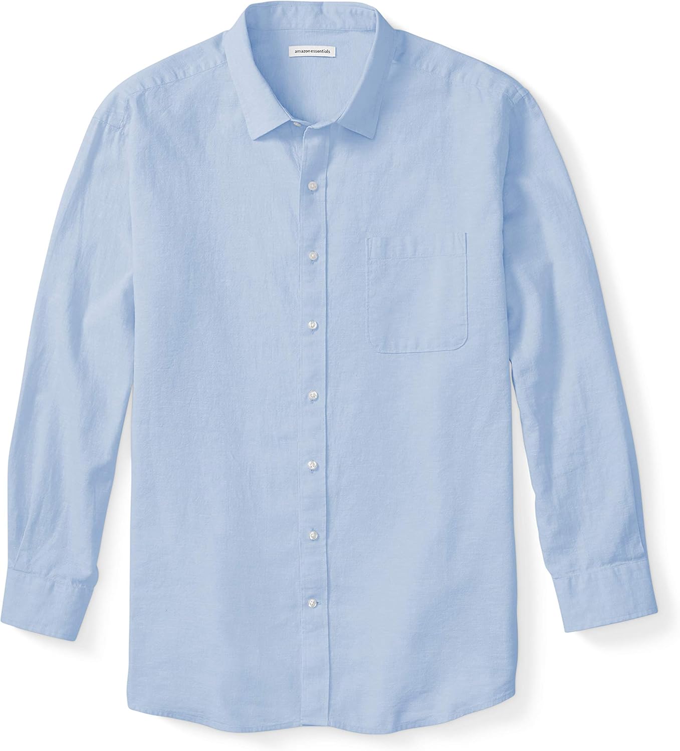  Essentials Men's Big & Tall Long-Sleeve Linen Cotton Shirt fit by DXL: Clothing