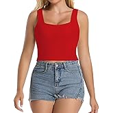 ALINGSANBA Women's Sleeveless Ribbed Tank Tops V Neck Stretchy Casual Basic Form Fitting Crop Tops