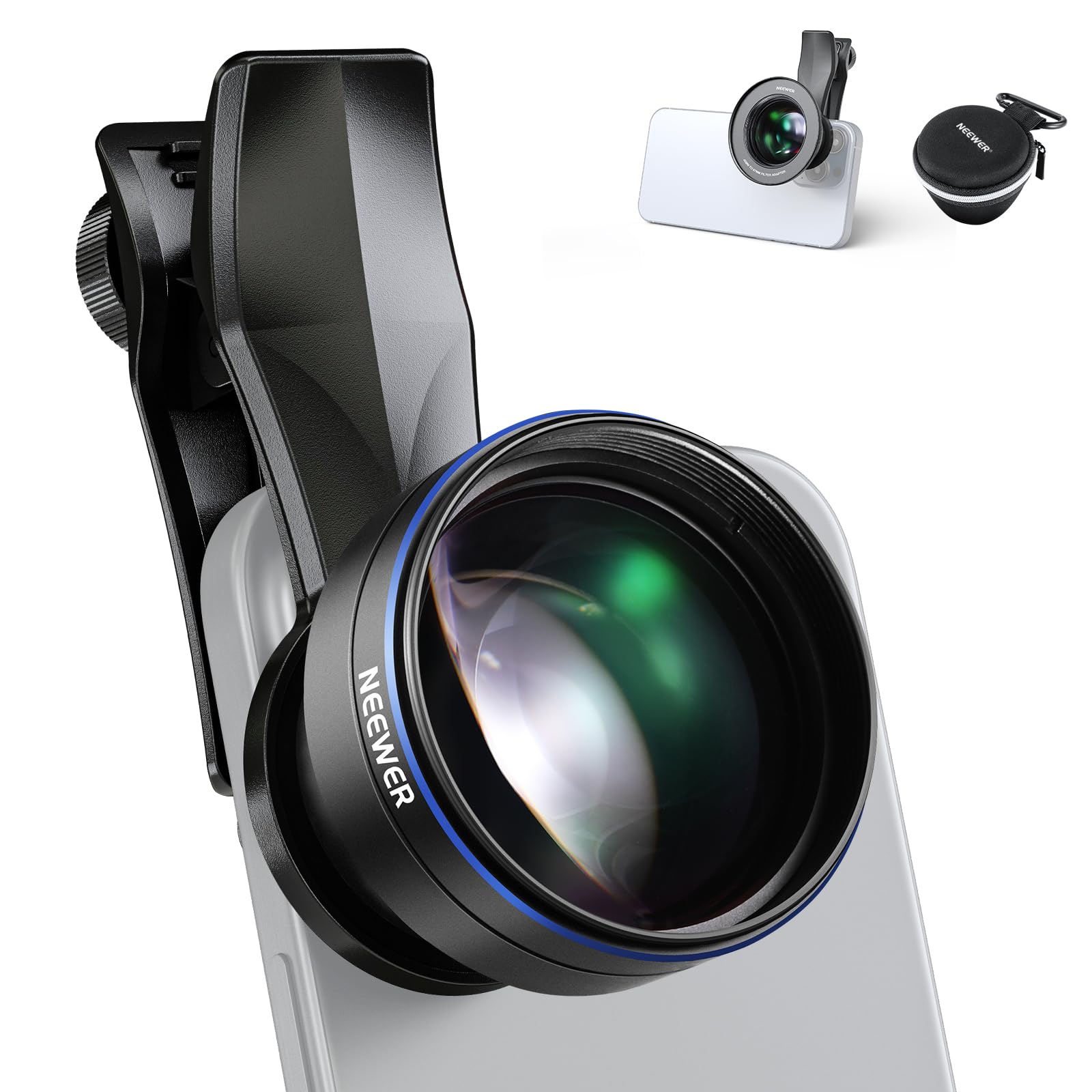 NEEWER 105mm Macro Lens with 17mm Thread Phone Lens Clip and 67mm Filter Adapter Ring, Suitable for Mobile Macro Photography, LS-26 Pro