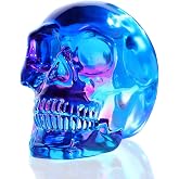 Ornalrist K9 Crystal Multicolor Blue and Purple Skull Figurines Halloween Day of The Dead Decor Glass Skull Lovers Gifts - Witchy Statue with Gifts Box 2.8'