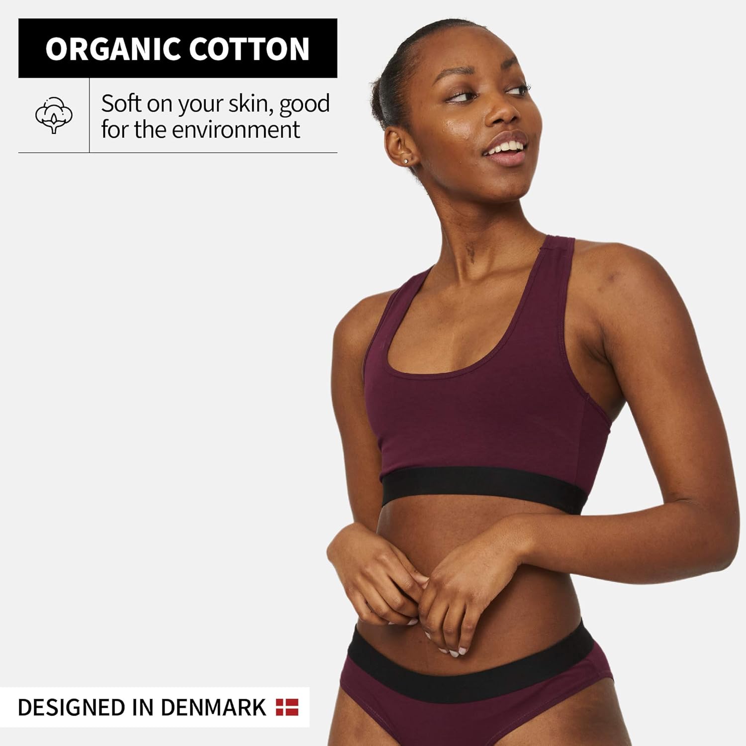 DANISH ENDURANCE Women’s Organic Cotton Stretch Bra 3-Pack, Wireless & Lightweight, Comfort for Everyday Wear at  Women’s Clothing store