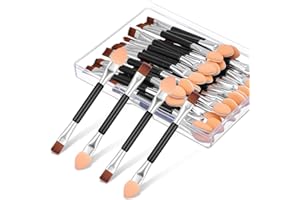 FYNTAVE 30 Pcs Dual End Eyeshadow Smudge Brush 2 in 1 Eyeshadow Sponge Concealer Brush Double Sided Eye Shadow Applicators Sticks 3 Inch Disposable Eye Makeup Cosmetic Tool with Sponge Head And Bristles Heads