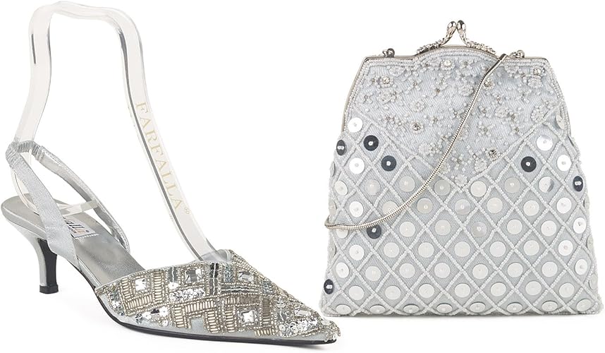 silver grey wedding shoes and bag