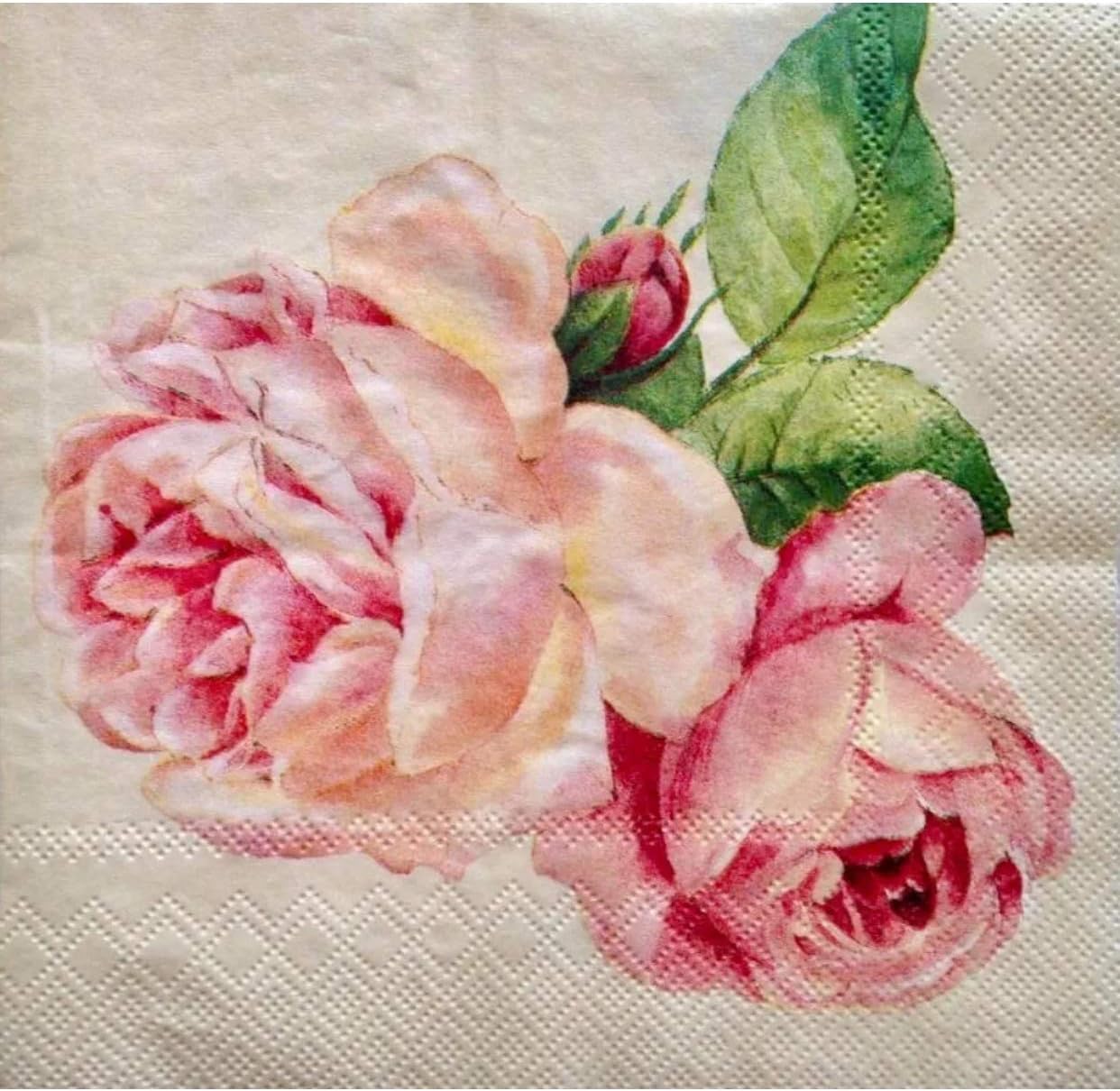 MesaFina Favorite Rose Paper Luncheon Napkins ~ Decoupage, Set of 20