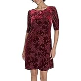 Tommy Hilfiger Womens Short Ruched Sleeve Boat Neck Shift Mini Dress