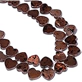 Yochus 70pcs Heart Shaped Natural Shell Loose Beads,Coffee Color 10mm Horizontal Hole Irregular Shellfish Beads for DIY Crafts Earring Bracelet Jewelry Making Supplies