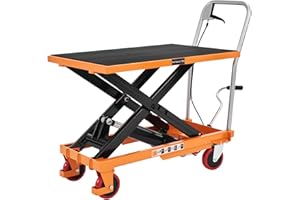 Specraft 1100lbs Hydraulic Lift Cart, 33" Height Single Scissor Lift Table with 4 Wheels & Non-Slip Pad, Material Handling Pl