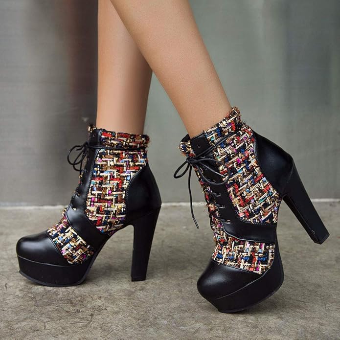 SaraIris Womens Platform Booties Lace Up