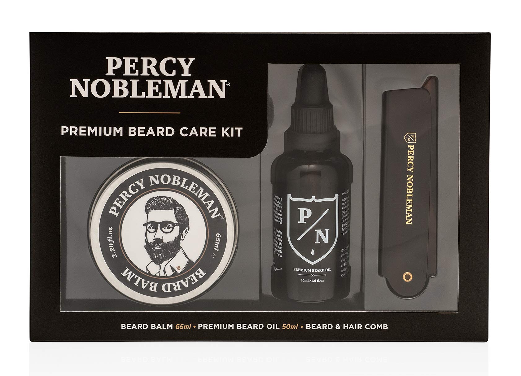 Percy Nobleman Premium Beard Care Kit, A Limited Edition Beard Grooming Kit, Containing a Premium Beard Oil, Beard Balm and Folding Comb… — image 1